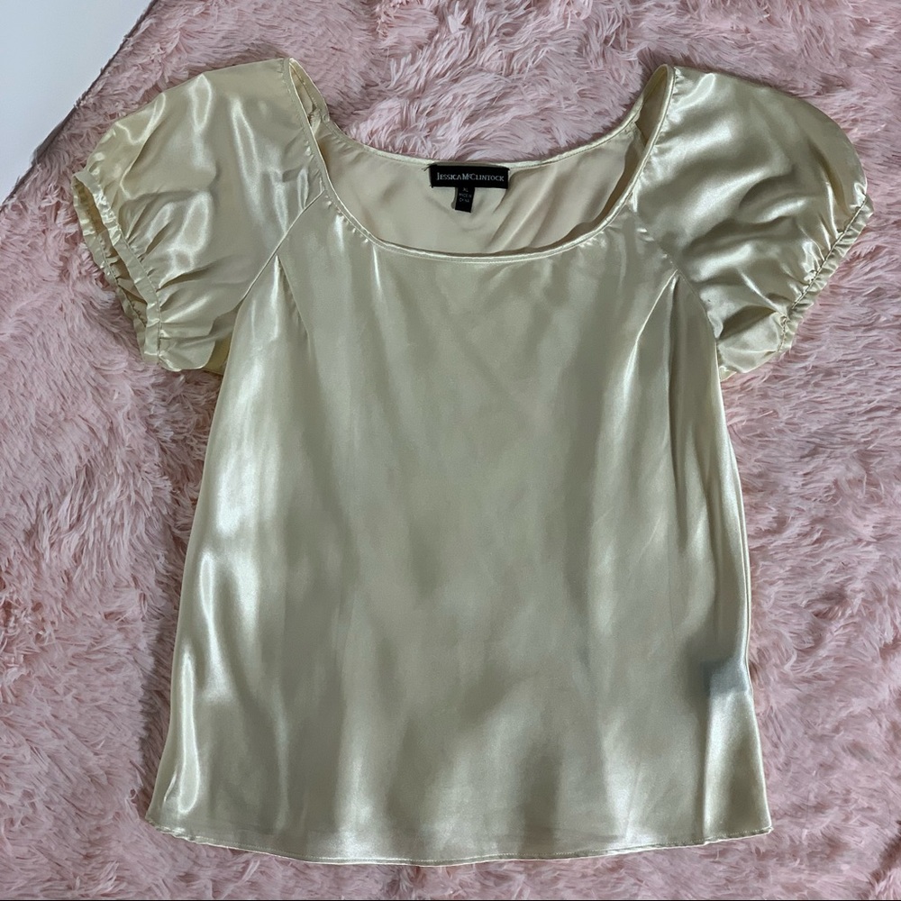 Jessica mcclintock vintage silky beige top - Picture 2 of 6